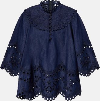 Zimmermann Mahon broderie anglaise denim top