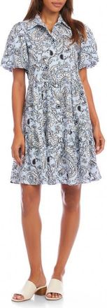 Karen Kane Tiered Puff Sleeve Shirtdress in Paisley at Nordstrom, Size X-Large