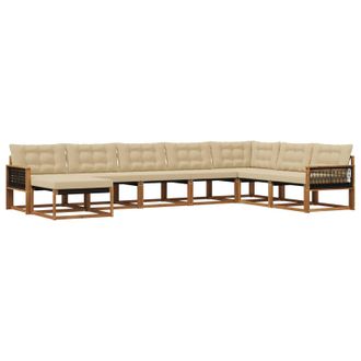 vidaXL Conjunto De Sof&aacute;s De Exterior Con Coj&iacute;n 8 Pcs Natural Y Beige Vidaxl