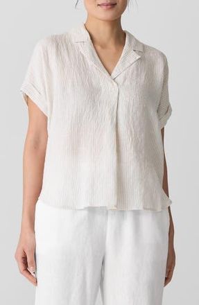 Eileen Fisher Notched Collar Organic Linen Top in Chalk at Nordstrom Rack, Size X-Large