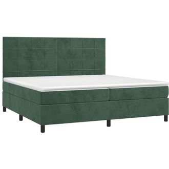 vidaXL Vidaxl - Cama Box Spring Colch&oacute;n Y Led Terciopelo Verde Oscuro 200x200cm