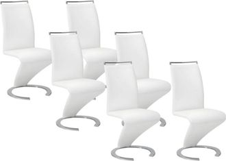 VENTE-UNIQUE.COM Set de 6 sillas piel sint&eacute;tica blanco
