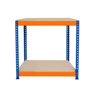 MonsterShop Banco De Trabajo P/garaje S-rax 2 Niveles 90cm X 45cm X 90cm Capacidad Por Nivel 300kg Montaje Sin Tornillos 1 Barra De Soporte Reforzada Patas De Gom