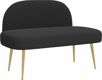 vidaXL Banco Tapizado Con Respaldo Negro 110 X 60 X 76 Cm Boucl&eacute; Vidaxl