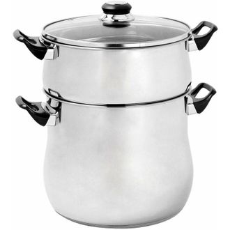 Crealys 504940, Pentola per couscous con manici in bakelite, 12 l, diametro: 24 cm, colore: Nero - Crealys