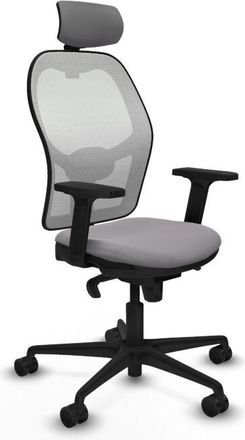 Piqueras y Crespo Piqueras Y Crespo - Jorquera Sincro Malla Blanca Similpiel Gris Brazos 2d Base Nailon Cabecero 2d Ruedas 65mm Nailon