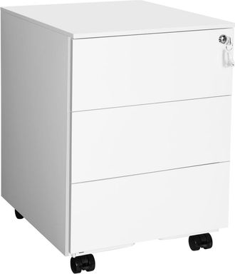 Songmics Archivador m&oacute;vil con cerradura y cajones de color blanco nube