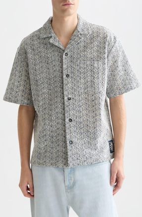 Scotch & Soda Relaxed Fit Print Camp Shirt in Bright White at Nordstrom, Size Xx-Large