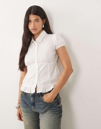 Motel Closie - Blusa bianca con maniche a sbuffo-Bianco