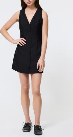 French Connection Taffeta Sleeveless Minidress in Black at Nordstrom Rack, Size 12