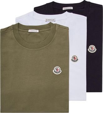 Moncler Moncler Logo Patch Cotton T-shirt (pack Of Three), Men, Multicolor, Size: 3xl