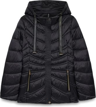 Fiorella Rubino Korte gewatteerde jas met golvende vulling - Dames - Winterjassen - Zwart - 7XL - Polyester - Jassen