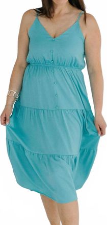 THML Clothing Bellamy Button Up Tiered Maxi Dress In Aqua