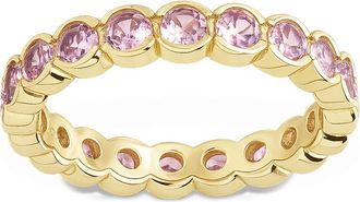 Sterling Forever Sterling Silver Light Pink Helene Bezel Eternity Band Ring