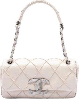 Chanel Pre-owned Classic Flap Schoudertas - Dames - Vintage Schoudertas - Wit - ONE Size - Leer - Vintage