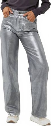 Esqualo Tella Trouser Jeans In Dark Grey And Silver Coating