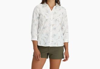 Royal Robbins Expedition Pro 3/4 Sleeve Shirt In Ivory Print