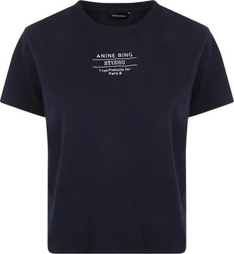 Anine Bing Shelley Tee Studio - Dames - T-shirts - Zwart - M - Katoen - Tops