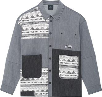 Li-Ning x Wade Series Color Block Print Shirt Grey Black AFDS781-1