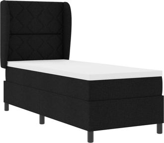 vidaXL vidaXL Box Spring Bed with Mattress - Black - 80x200 cm - Fabric