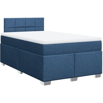 vidaXL Cama Box Spring Con Colch&oacute;n Tela Azul 120x190 Cm Vidaxl