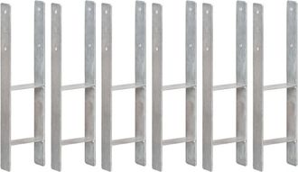 vidaXL Vidaxl - Anclajes De Valla 6 Uds Acero Galvanizado Plateado 14x6x60 Cm