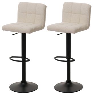 Hhg Hhg - Lote De 2 Taburetes De Bar 852, Taburete De Barra Taburete De Bar, Altura Regulable Giratorio, Tejido Boucle (450g/m&sup2;) Mvg, Crema-beige