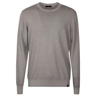 Fay Round-neck Knitwear, male, Gray, Size: 2XL Stylish Knit Top