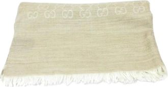 Gucci Pre-owned Scarves, female, Beige, Size: ONE SIZE Pre-owned Vintage Wool Scarf