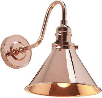 Loops Wall Light Pyramid Shaped Downlight Arched Arm Polished Copper LED E27 60W