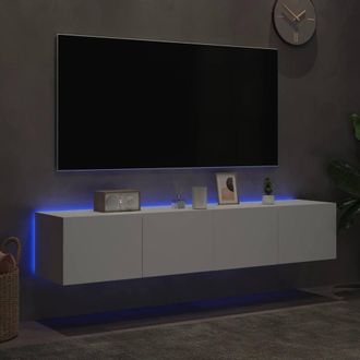 Berkfield Home TV Wall Cabinets with LED Lights 2 pcs White 80x35x31 cm | Size: 80 x 35 x 31 cm