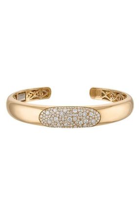 Eden Presley Glitter Diamond Cuff Bracelet in Yellow Gold Diamond at Nordstrom, Size Medium