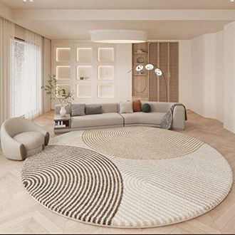 OEM Alfombra Redonda De 160 Cm, Pelo Largo, Beige, Blanco, Marr&oacute;n, Pelo Corto, Suave, Lavable, Alfombra Moderna Para Sala De Estar, Dormitorio, Habitaci&oacute;n