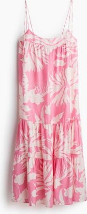 H&M Tie-strap Maxi Dress in Pink/patterned at Nordstrom, Size Xx-Large