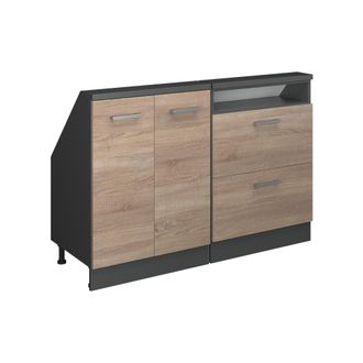 Vicco Armario De Cocina Para Techo Inclinado R-line, Sonoma/antracita, 120 Cm Lote De 2, Vicco