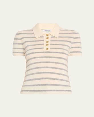Veronica Beard Brandt Cashmere Polo Top