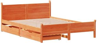 vidaXL Bed Frame without Mattress Wax Brown 140x190 cm Solid Wood Pine vidaXL
