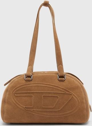 Diesel 1DR Dome-Suede shoulder bag with Oval D logo - Shoulder Bags - Unisex - Beige