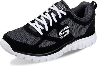 Skechers Mens Burns Agoura Sneaker, Black Leather/ Mesh/ White Trim, 9.5 UK