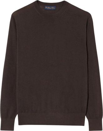 Brooks Brothers Wol-Kasjmier Truien met Ronde Hals - Heren - Ronde hals truien - Bruin - L - Wol - Truien & Vesten