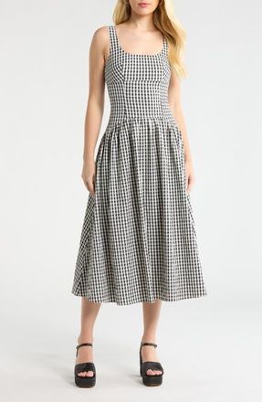 ASTR the Label Cara Gingham Dress in Black Gingham at Nordstrom, Size X-Large