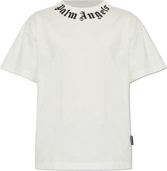 Palm Angels Logo Print T-Shirt - Heren - T-shirts - Wit - XL - Katoen - Tops
