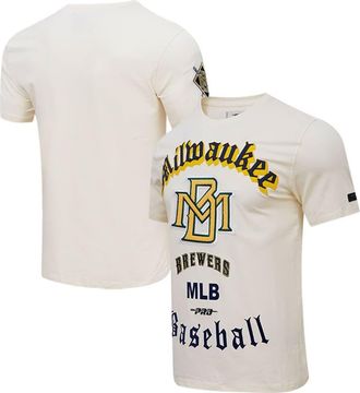 Pro Standard Mens Pro Standard Cream Milwaukee Brewers Cooperstown Collection Old English T-Shirt at Nordstrom, Size Medium