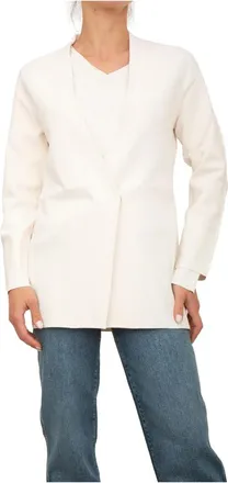 Nenette Jassen, Dames, Beige, M, Ivoor Effen Gebreid Jasje