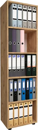 ebuy24 Estante De Madera Vcm De Pie Gabinete De Archivo De Ahorro De Espacio Dimensiones Aprox. Al. 178 X An. 49 X T. 32 Cm Estante Elegante Estante De Ofici