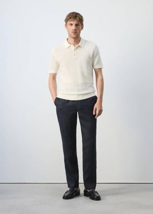 Mango Pantaloni 100% lino slim fit navy - Uomo - 44 - MANGO MAN