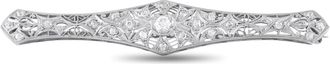 Luxury Bazaar Antique Platinum and 14K Yellow Gold 0.75ct Diamond Brooch Pin MF20-080526