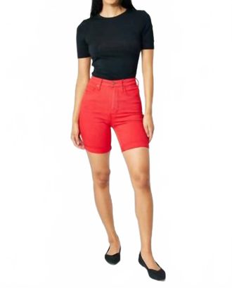 Judy Blue High Waist Tummy Control Bermuda Shorts In Red