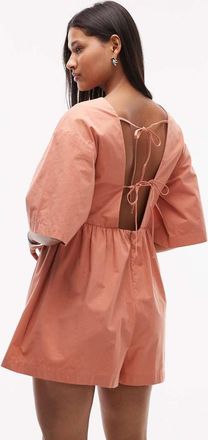 Topshop Tuta corta arancione con scollo profondo a V