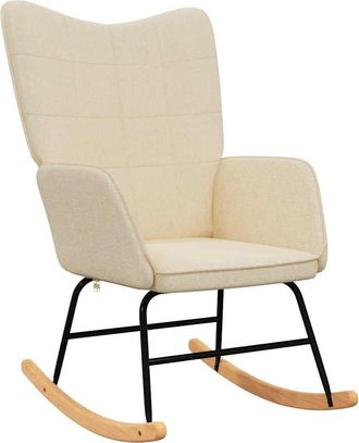 vidaXL Silla Mecedora De Tela Color Crema Vidaxl
